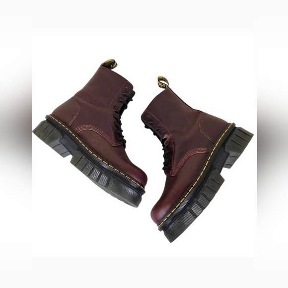 Dr. Martens Audrick Burgundy  Leather Platform Boots Size 39 US 8 - Picture 11 of 14
